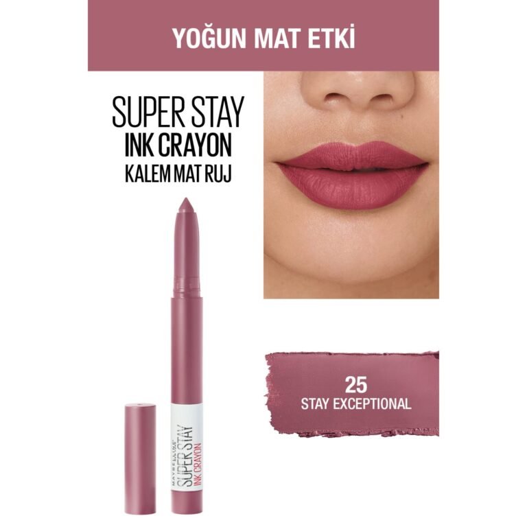 Maybelline lipstick Superstay Matte Ink Crayon, longlasting With Precision Applicator, 25 Stay Exceptional, 1.5 g,