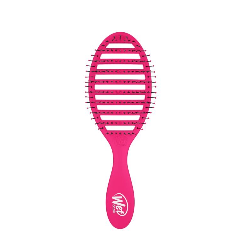 Wet Brush Speed Dry Detangler (Pink)- Ergonomic, Heat Flex Bristles, Blow Dry, Detangling Knots, Snag Anti-Static Brush for All Hair Type