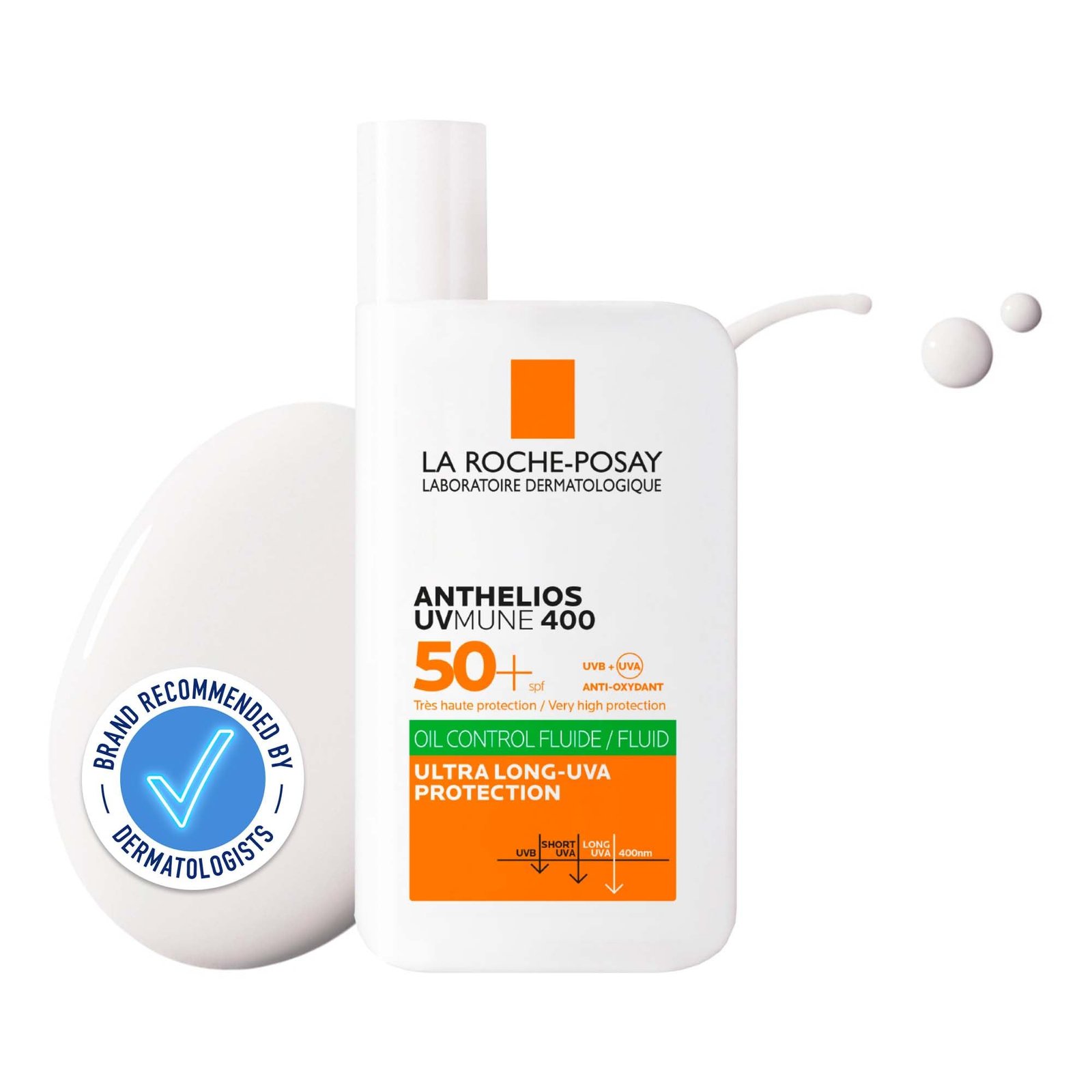 La Roche-Posay Anthelios UVMune 400 Oil Control Invisible Fluid SPF50+ Sun screen for Oily, Blemish-Prone Skin
