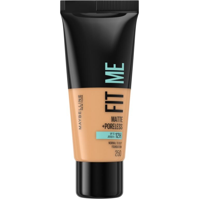 Maybelline Fit Me Foundation, Medium Coverage, Blendable With a Matte and Poreless Finish, For Normal to Oily Skin, Shade: 250 Sun Beige, 30ml