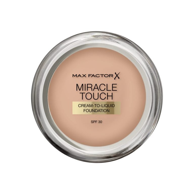 Max Factor Miracle Touch Foundation, New and Improved Formula, SPF 30 and Hyaluronic Acid, 45 Warm Almond, 1 Count