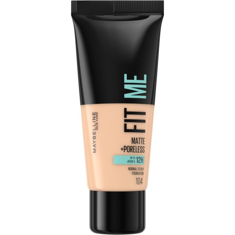Maybelline Fit Me Foundation, Medium Coverage, Blendable With a Matte and Poreless Finish, For Normal to Oily Skin, Shade: 104 Soft Ivory, 30ml