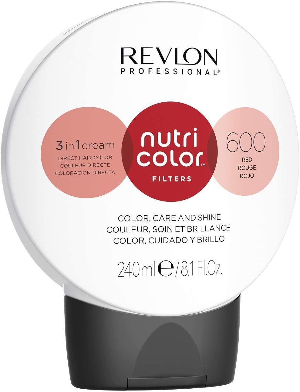 REVLON PROFESSIONAL Nutri Color Filters, Bright Semi-Permanent Direct Hair Dye, 600 Red, 240 ml