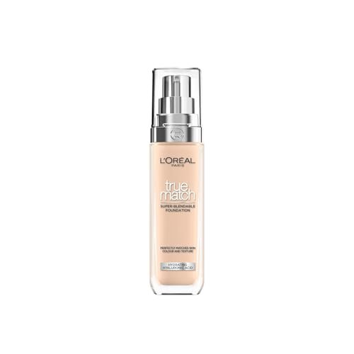 L'Oreal Paris True Match Liquid Foundation, Skincare Infused with Hyaluronic Acid, SPF 16, Available in 46 Shades, 2C Rose Vanilla, 30 ml
