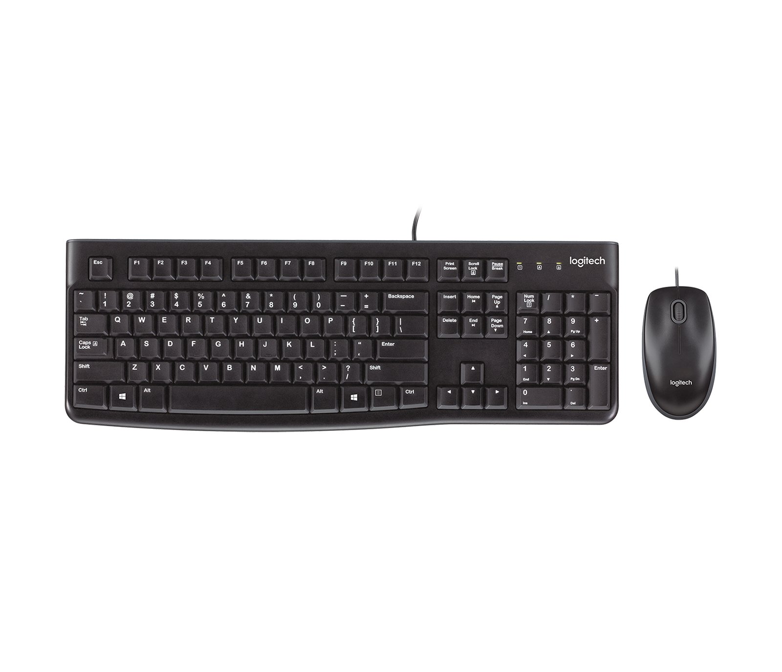 Logitech MK120 Wired Keyboard and Mouse Combo for Windows, Optical Wired Mouse, Full-Size Keyboard, USB Plug-and-Play, Compatible with PC and Laptop, QWERTY UK English Layout, Black