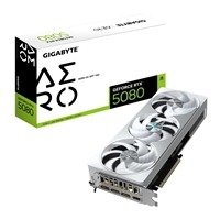Gigabyte NVIDIA GeForce RTX 5080 AERO OC SFF 16GB GDDR7 Graphics Card, 10752 CUDA Cores, 2730 MHz Core Clock, Triple Fan, White, RGB, 3x DisplayPorts / 1x HDMI Por