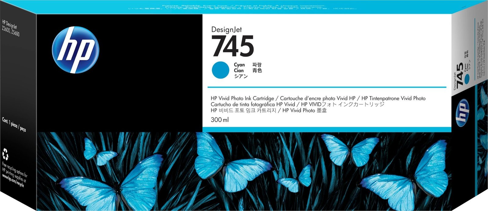 HP 745 - high capacity - cyan - original - DesignJet - ink cartridge