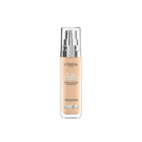 L'Oreal Paris True Match Liquid Foundation, Skincare Infused with Hyaluronic Acid, SPF 16, Available in 46 Shades, 3N Creamy Beige, 30 ml