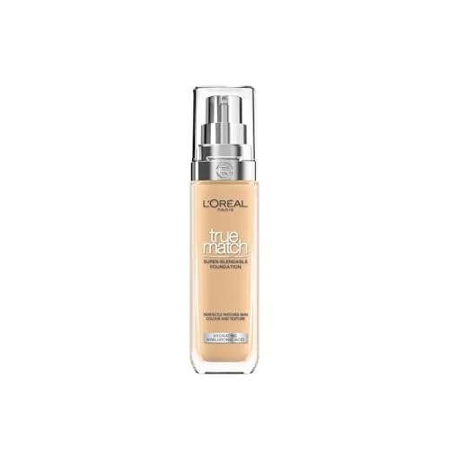 L'Oreal Paris True Match Liquid Foundation, Skincare Infused with Hyaluronic Acid, SPF 16, Available in 46 Shades, 4W Golden Natural, 30 ml