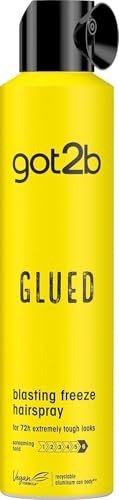 Got2b Glued Hairspray, Blasting Freeze Spray, Strong Hold Hairspray for Up to 72 Hours, Vegan, Silicone Free, 300 ml