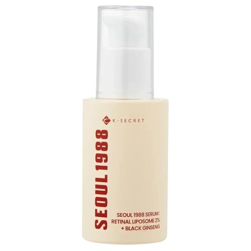 KSECRET SEOUL 1988 Serum : Retinal Liposome 2% + Black Ginseng, 30ml/1.01fl.oz | 58% Black Ginseng Extract with Retinal, Bakuchiol, Vitamin C & 3 Peptides for Wrinkle Care | Korean Skincare |