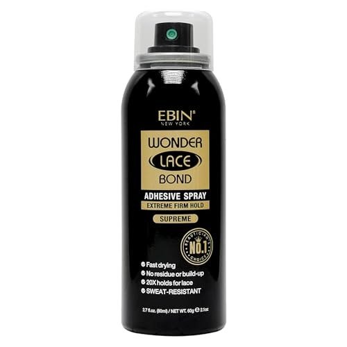 EBIN New York Wonder Lace Bond Adhesive Spray - Supreme Extreme Firm Hold 80ml | Fast Drying, No Residue, No Build Up, Powerful All-Day Hold, Daily Wig Application