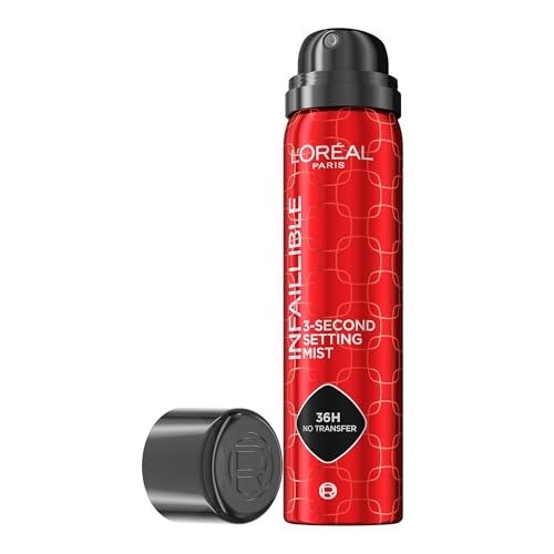 L'Oreal Paris Infallible 3-second Setting Spray, Long-Lasting Fixing Spray for Face, lightweight micro mist non-sticky, transfer proof, sets makeup for up to 36 Hour, 75ml
