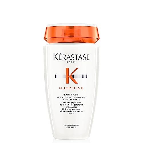 Kerastase Nutritive, Gentle Hydrating Shampoo for Dry Hair, Nourishing Protein Formula with Niacinamide, Moisturises, Softens and Restores Shine, Bain Satin, 250 ml