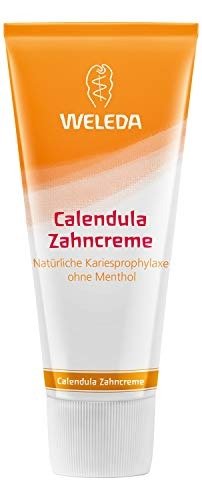 Weleda Calendula Toothpaste, Fluoride Free, Sensitive Gums, Antibacterial, SLS Free, Certified Natural, Organic, Vegan, Mint-Free, Fennel Flavour, 75ml