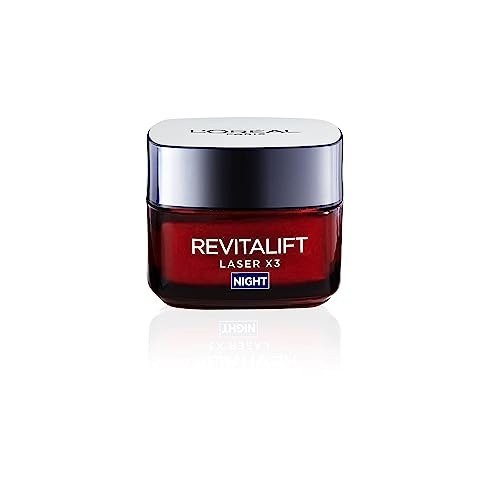 L'Oreal Paris Laser Renew Triple Action Anti-Ageing Night Cream, Reduce Wrinkle Appearance, Moisturise and Boost Skin Radiance, Pro-Retinol, Hyaluronic Acid and Vitamin C, 50ml