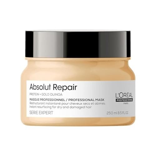 L'Oreal Professionnel | Mask, With Protein And Gold Quinoa for Medium-Thick Dry And Damaged Hair, Serie Expert Absolut Repair, 250 ml
