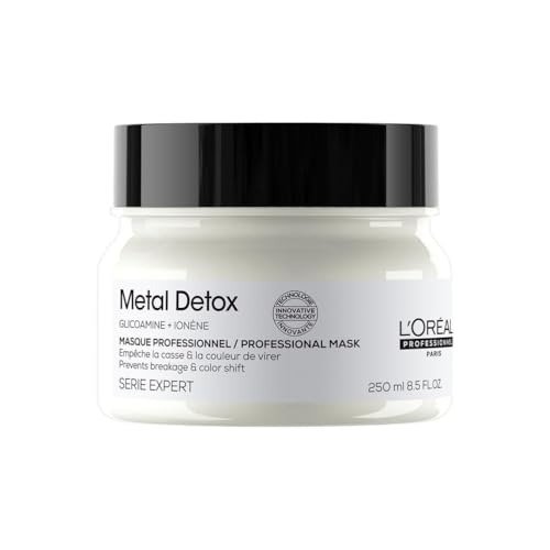L'Oreal Professionnel Metal Detox Hair Mask, Protects Coloured Hair From Damage, For Smooth, Strong & Shiny Looking Hair, Rich & Creamy Texture, Serie Expert, 250 ml
