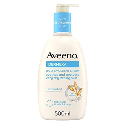 Aveeno Dermexa Daily Emollient Cream (1x 500ml), Emollient Cream Enriched with Triple Oat Complex and Ceramides for Sensitive Skin, Soothing Relief from Itchy, Dry Skin Prone to Eczema