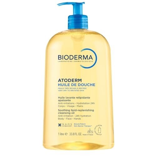 Bioderma Atoderm Shower Oil - Cleansing Oil Body Wash for Very Dry to Eczema-Prone Skin, Shower Oil to Nourish, Soothe & Restore Sensitive Skin, Soap Free - 1L