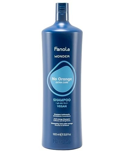Fanola Wonder No Orange Shampoo, Neutralizing Orange Highlights Shampoo for Blonde and Light Brown Hair with Immediate Toning Action, SLS/SLES Free and Vegan, 1000ml