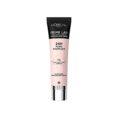 L'Oreal Paris Pore Minimiser Primer, Advanced Derm Primer, Blurs Pores, Resurfaces Skin, Matte Finish, 24H Wear, Prime Lab, 30ml