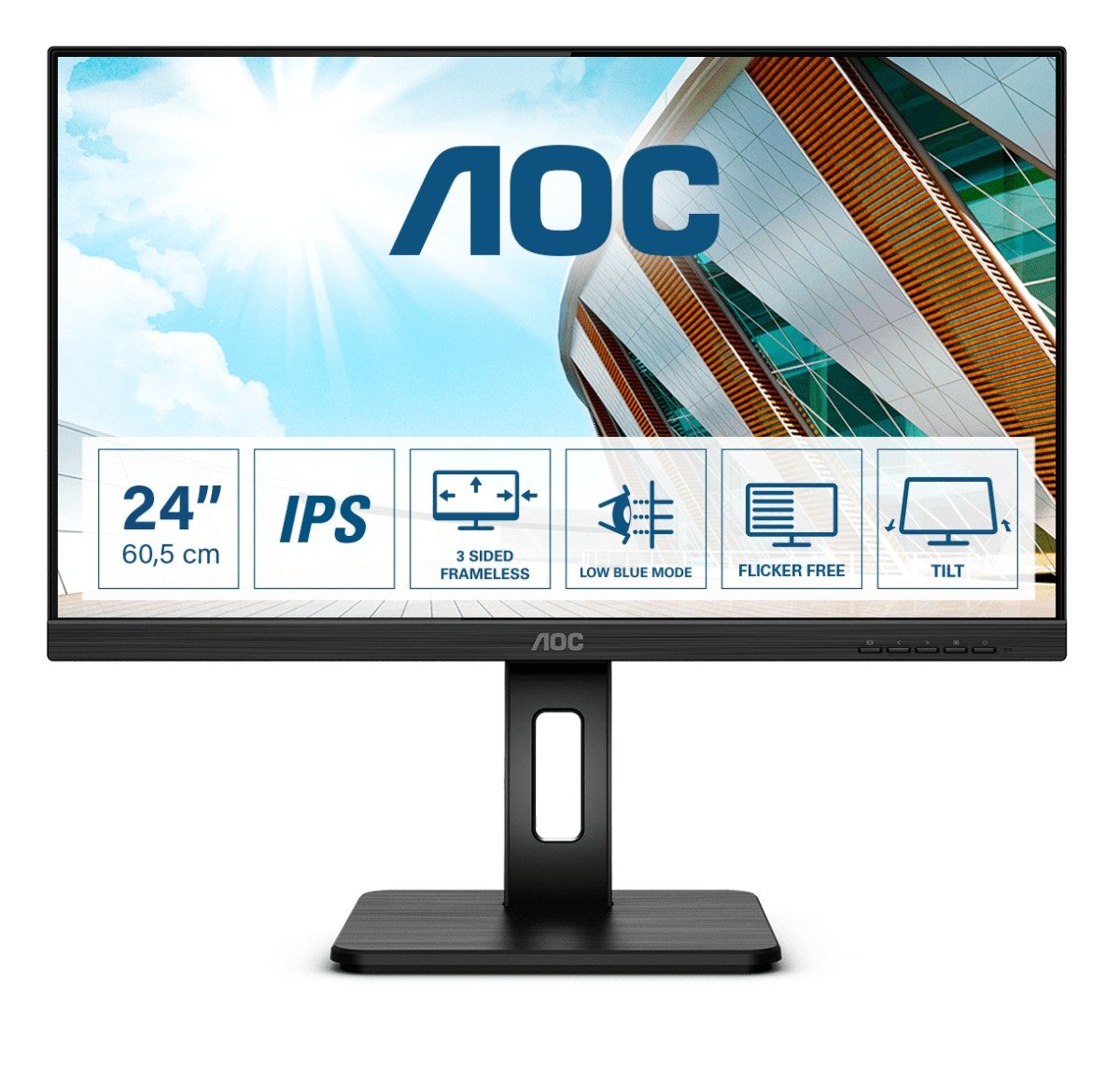 AOC 24P2Q 60.5 cm (23.8"") Full HD WLED LCD Monitor - 16:9 - Black - 609.60 mm Class"