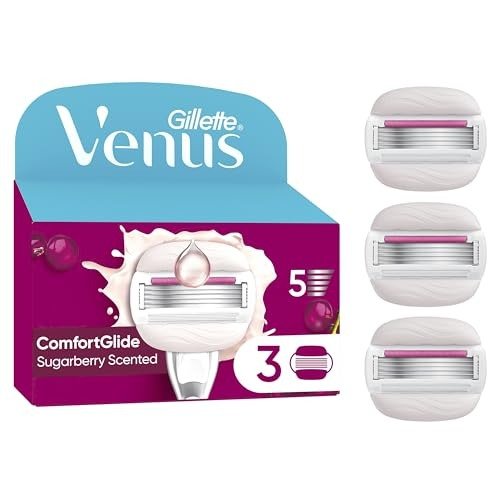 Gillette Venus Comfortglide Sugarberry plus Olay Womens Razor Blade Refills,, 5 blades for a smooth, close shave that lasts