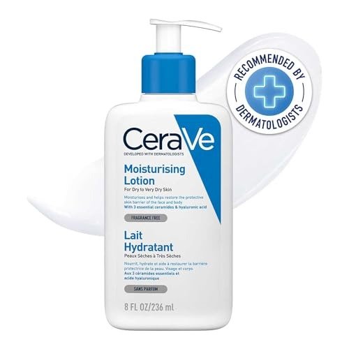 CeraVe Moisturising Lotion, with hyaluronic acid and 3 essential ceramides, Daily Face & Body Moisturiser for Dry to Very Dry Skin 236 ml