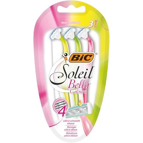 BIC Soleil Bella Colours 4-Blade Lady Razors  Spring Mounted Blades with Pivoting Head for Ultra Smooth Shave