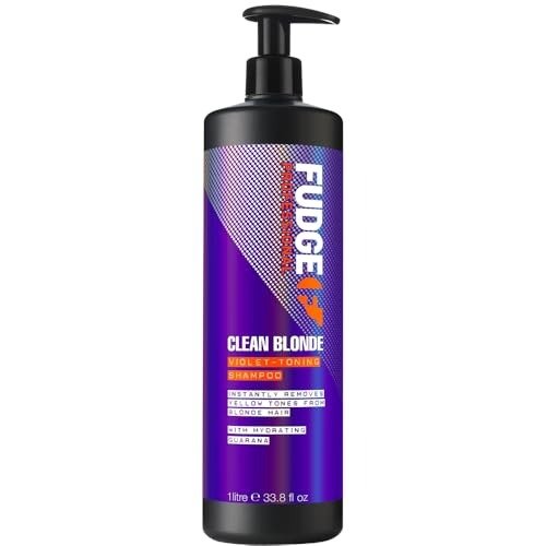 Fudge Professional Original Clean Blonde Shampoo, Bulk Size, Purple Toning for Blonde Hair, 1 Litre