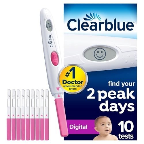 Clearblue Digital Ovulation Tests (OPK), Easy At Home Ovulation Test, 1 Digital Holder And 10 Tests, Proven To Increase The Chances Of Getting Pregnant Naturally,