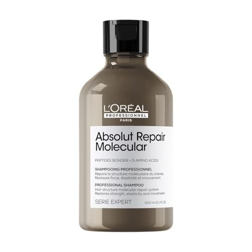 L'Oreal Professionnel Absolut Repair Molecular Sulphate Free Shampoo, For Extremely Damaged Hair, Molecular Peptides Bond Repair, Restore Strength & Elasticity, 300ml