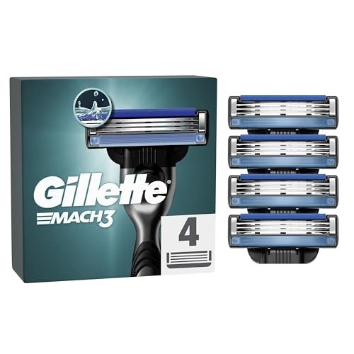 Gillette Mach3 Razor Blades Men Razor Blade Refills, Upgraded Lubrastrip for an Enhanced Glide, Fits all Handles