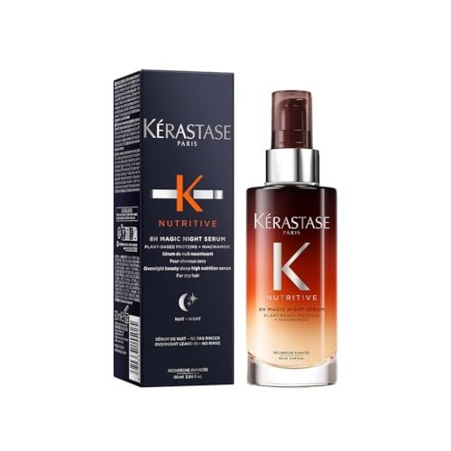 Kerastase Nutritive Nourishing Hair Serum with Niacinamide, Overnight Leave-In Treatment for Dry Hair, Lightweight and Non-Greasy, 8H Magic Night Serum, 90 ml