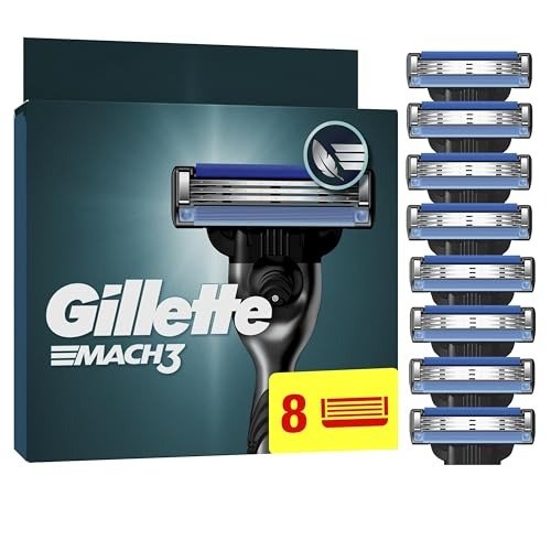 Gillette Mach3 Razor Blades Men, Razor Blade Refills, Upgraded Lubrastrip for an Enhanced Glide