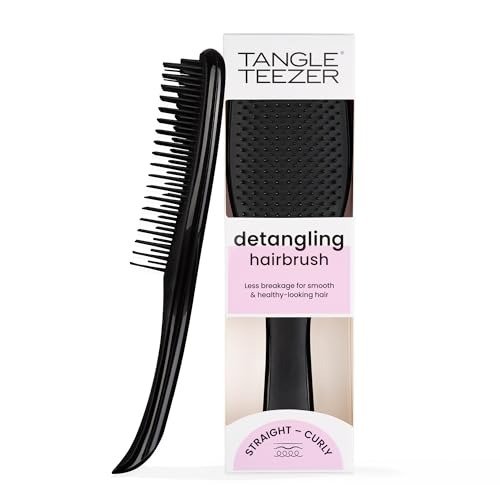 Tangle Teezer The Ultimate Detangler Hairbrush | For Wet & Dry Hair | Detangles All Hair Types | Reduces Breakage, Eliminates Knots | Two-Tiered Teeth & Comfortable Handle | Liquorice Black