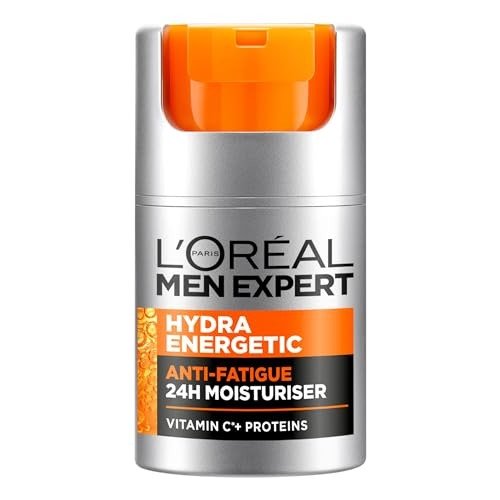 LOreal Men Expert Anti-Fatigue Moisturiser, Hydra Energetic Mens Moisturiser With Vitamin C* Fights Appearance of Dark Circles And Hydrates Skin - 50 ml
