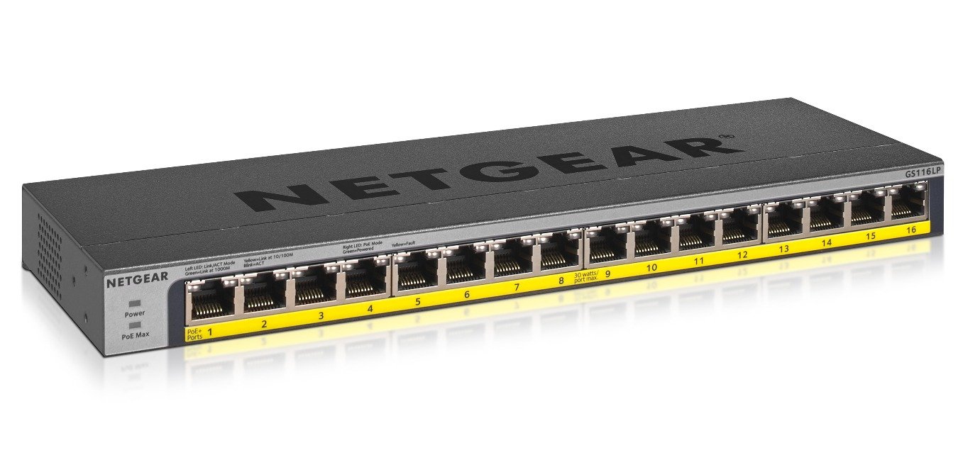 NETGEAR GS116LP - switch - 16 ports - rack-mountable