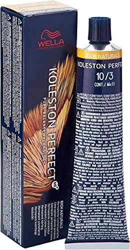 Wella Koleston Perfect Me+ Rich Naturals Permanent Hair Colour Cream, No. 10/3 Light Blonde Gold, 60ml