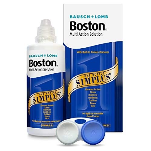 Boston Simplus Multi-Action Solution, 120ml Contact Lens Solution for Rigid Gas Permeable Contact Lenses - Clean, Disinfect, & Condition with Lens Case