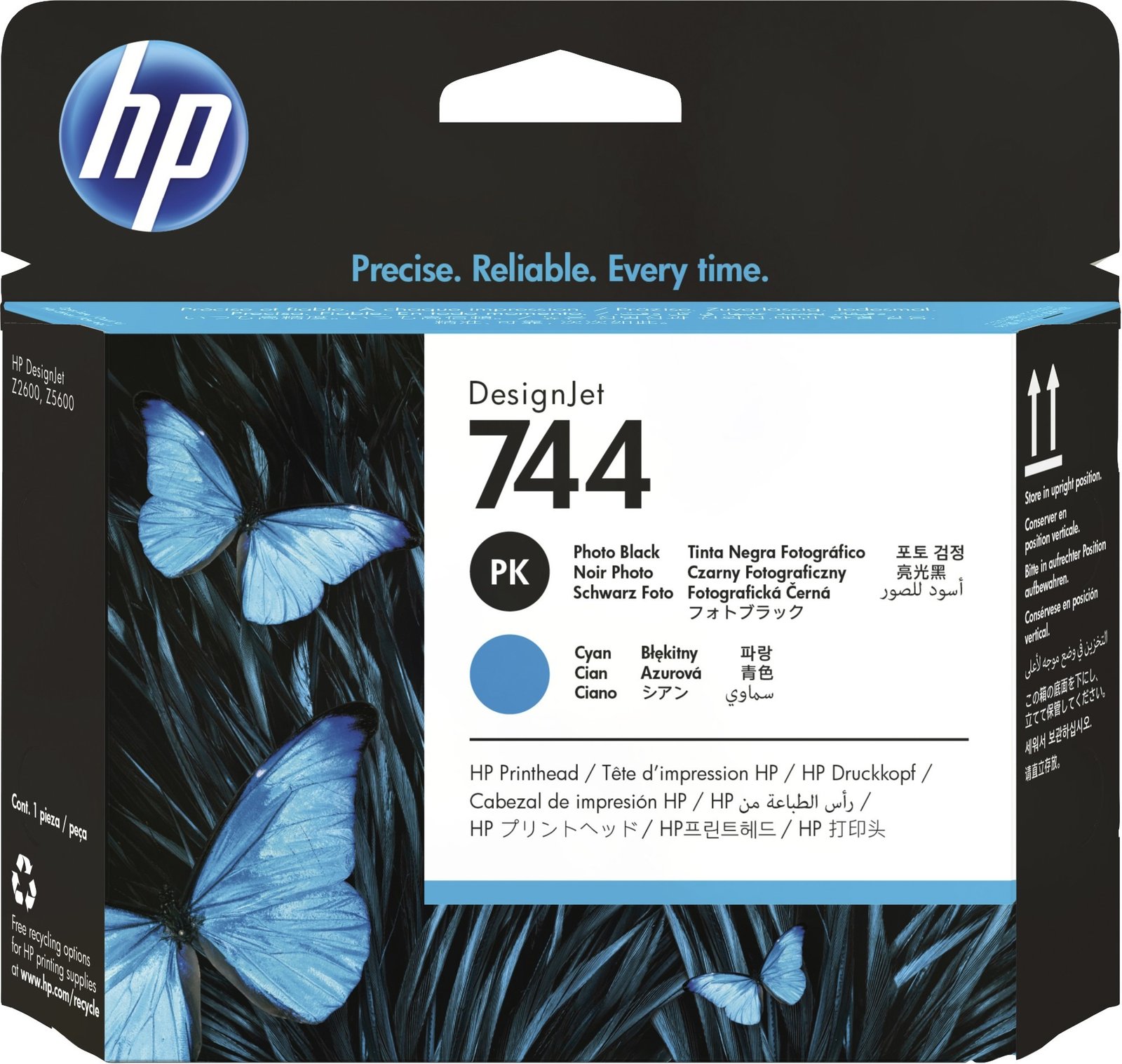HP 744 Printhead - Photo Black, Cyan - Inkjet