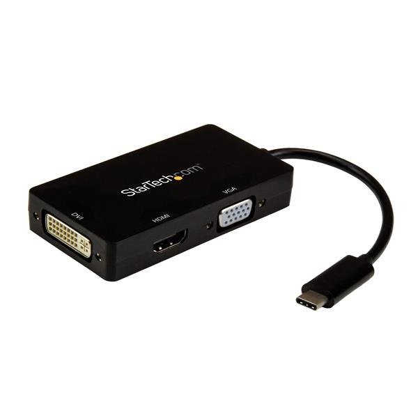 STARTECH.COM 4K USB C to HDMI, VGA & DVI Multi Port Video Display Adapter for Mac / Windows Laptop &