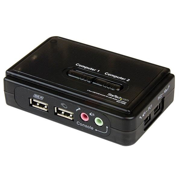STARTECH.COM 2 Port Black USB KVM Switch Kit with Audio and Cables