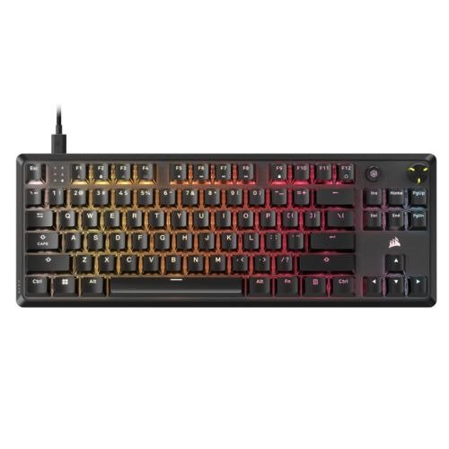 Corsair K70 CORE TKL RGB Mechanical Gaming Keyboard, USB, Red Linear Switches, Sound Dampening, Rotary Dial, Aluminium Top Plate, Black