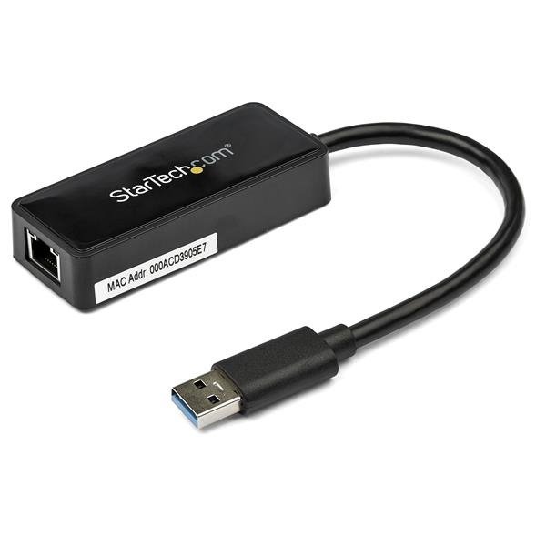 STARTECH.COM USB 3.0 to Gigabit Ethernet Adapter NIC w/ USB Port (Black) - USB 3.0 NIC