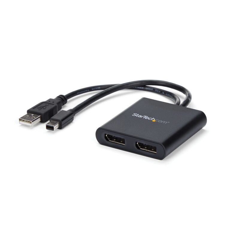 STARTECH.COM 2-Port Multi Monitor Adapter, Mini DisplayPort 1.2 to DisplayPort MST Hub, Dual 4K 30Hz