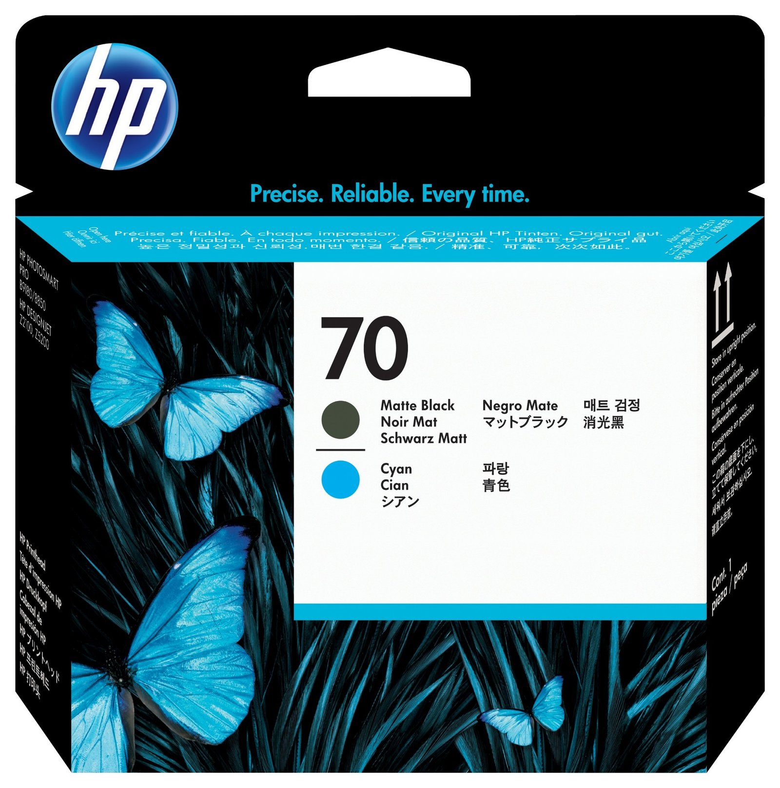 HP 70 Matte Black and Cyan Printhead - Matte Black, Cyan - Inkjet