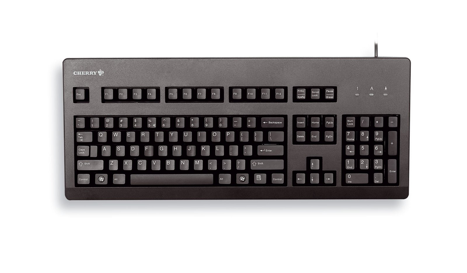 CHERRY G80-3000 Membrane Keyboard - Cable Connectivity - Black - USB, PS/2 Interface - 105 Key