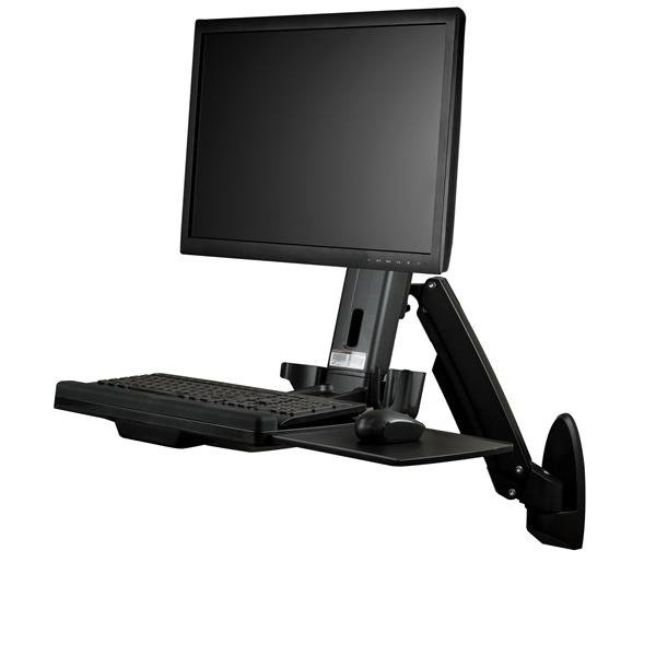 STARTECH.COM Wall Mount Workstation, Articulating Full Motion Standing Desk with Ergonomic Height Ad